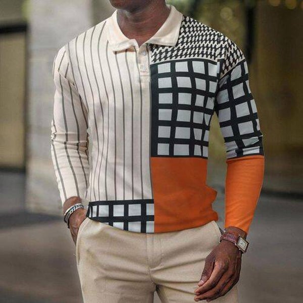 Men's Polo Comfortable Long Sleeve T-Shirts Multicolor Large /XLarge/XXLarge