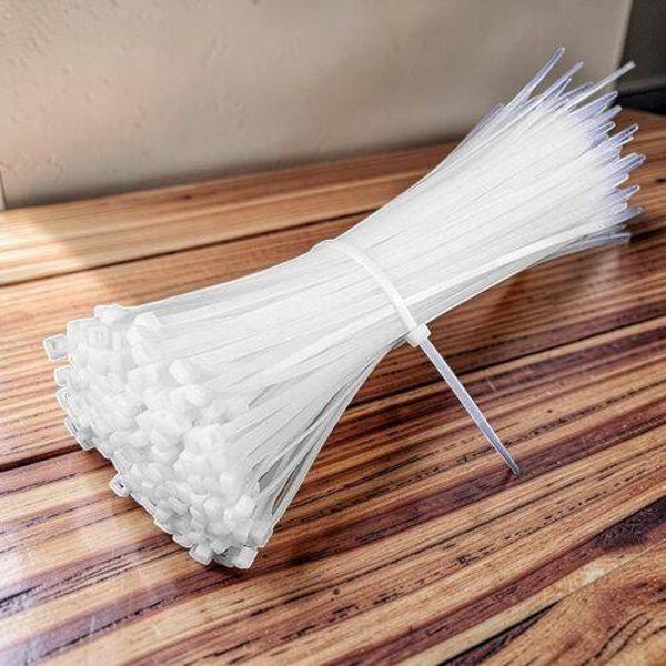 Design Long White&Black Nylon Self Locking Cable Ties Tie Wraps 100 Pieces