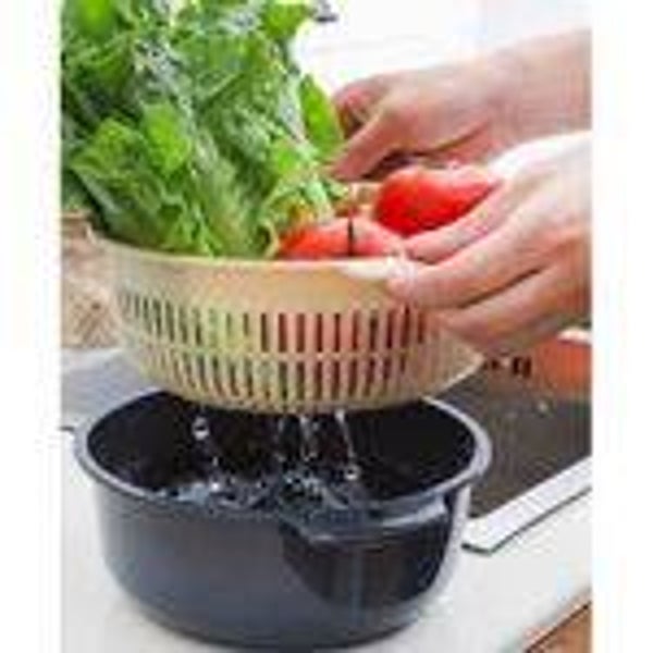 Double Layer Plastics Drain Wash Fruits Vegetables Basin