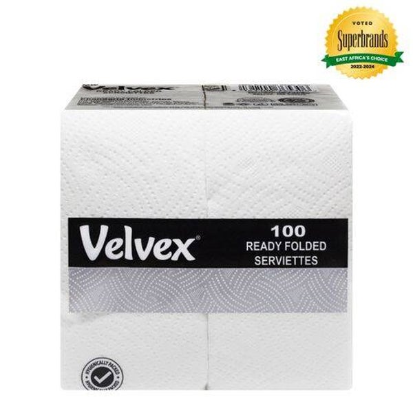 Velvex White Ready Folded Serviettes