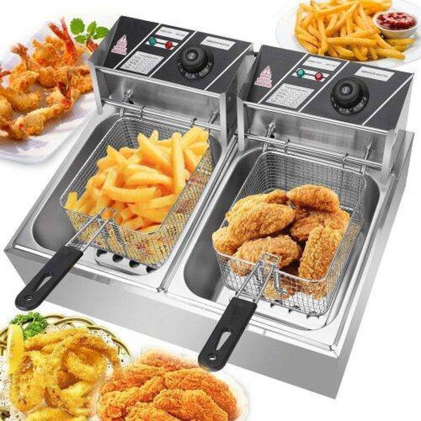 Em Electromate Double TANK Energy Efficient Double Electric Chips /Chicken /Mandazi Deep Fryer Machine 12Litres