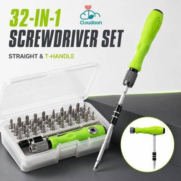 Cloudoon 32-in-1 Screwdriver Set – Magnetic Multi-Bit Repair Tool Kit for iPhone, Smartphone, Laptop, Electronics
