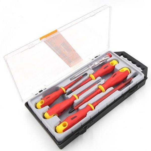Insulated Electric Screwdriver Plastic 1000V Rated Cross & Slotted Tips Set 6Pieces