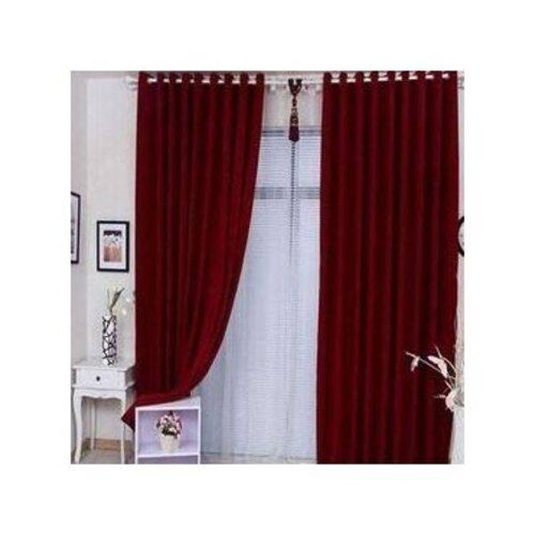 Maroon Polyester Curtain Set - 4 Panels, Eyelet Design, 240cm, Light Blocking, Wrinkle Free
