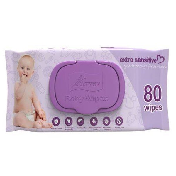 Aryuv Extra Sensitive Baby Wipes 80 pieces