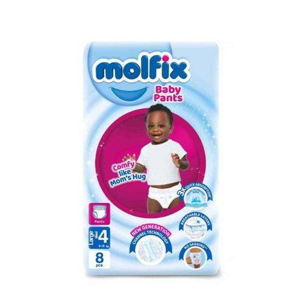 Molfix Pants (Large) No 4, (9-15 Kg) - 8 pieces