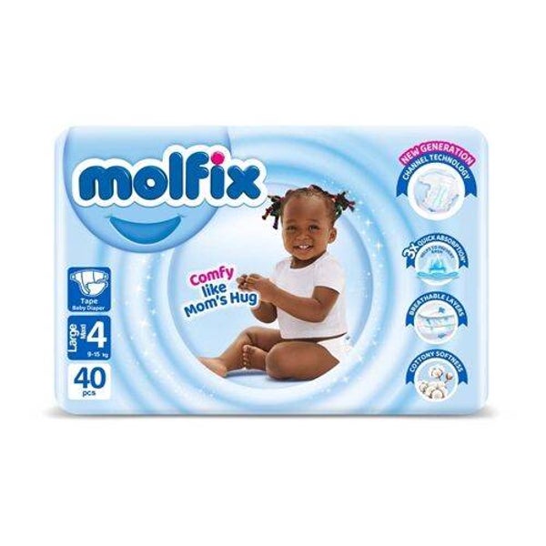Molfix Baby Diaper (Large) No 4,Twin Pack (9-15 Kg) - 40 pieces