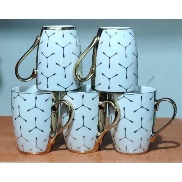 Sundabest Ceramic Classy Cup With Flowers Set Of 6Pieces