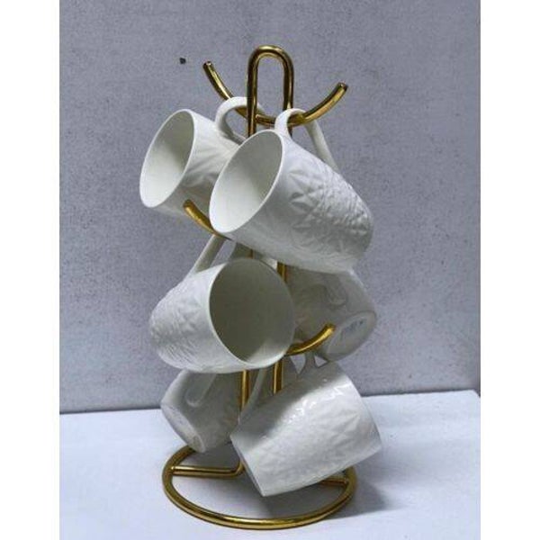 Sundabest Decorated Print Lightweight White 6pcs Ceramic Mugs 380ml