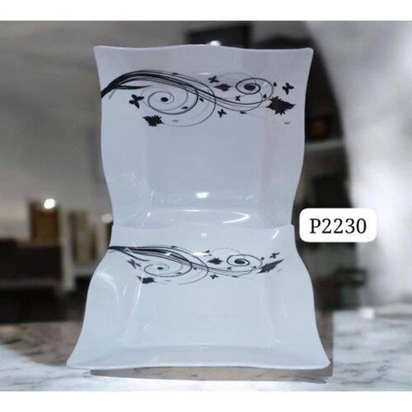 Melamine 6Pack Square Dinner White&Blue Decorated Flowers Plates