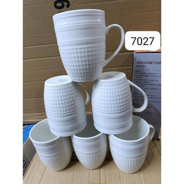 Classic Stylist Ceramic White Mugs Tea/Coffee Set Pack 6Pcs