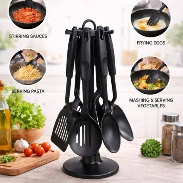 Plastic Cutlery Set With Stand 7pcs