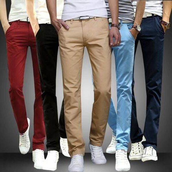 Men's Slim Fit Soft Khaki Trousers Multi-Color Pack Of 4