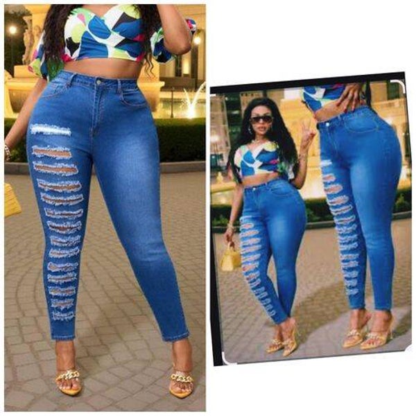 Classy Elegant Ladies' Full-Side Rugged Blue Jeans Pants