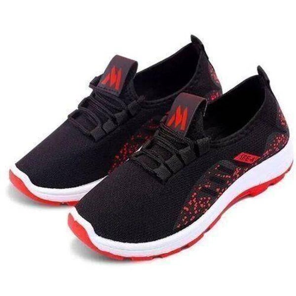 Ladies Classic Gym Sports Black Red Strippes Shoes