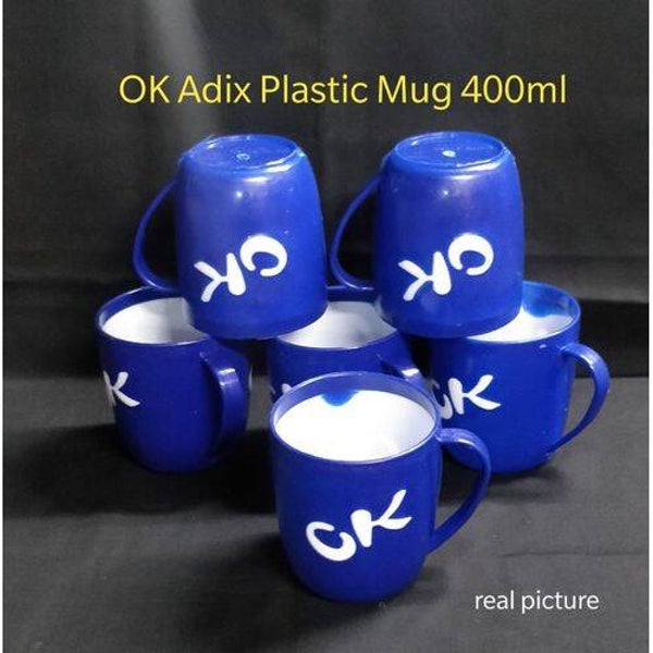 6pcs OK Adix Blue Plastic Mug 400ml
