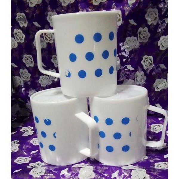 Classic White Dotted Blue Plastic Cups 6pcs