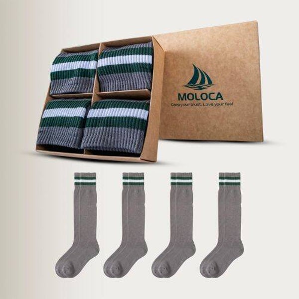 Stripped Grey/Green School Boys&Girls Socks 6Pcs Small&Large