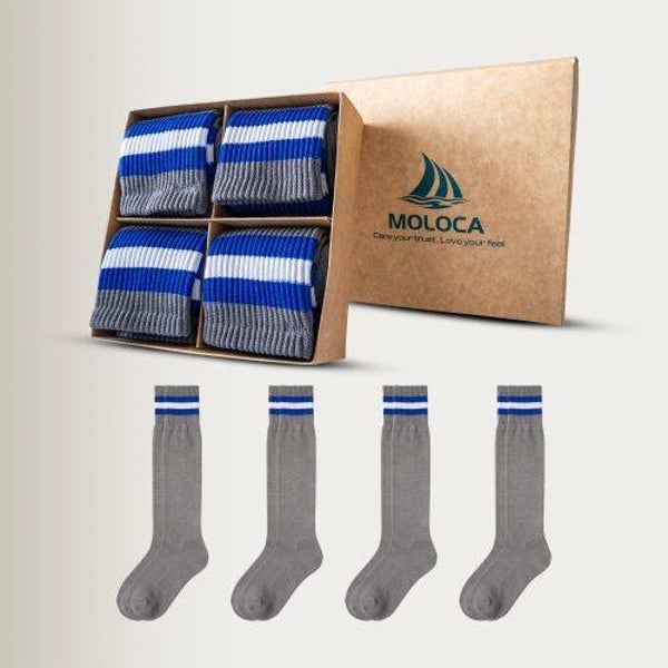 Stripped Grey/Blue School Boys&Girls Socks 3Pcs Small,Medium&Large