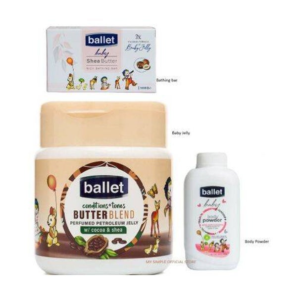 Ballet 3 in 1 Set Baby Bathing Soap 100g+Baby Jelly 250g +Baby Powder 100g