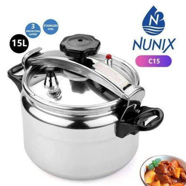 Nunix C15 Aluminium Silver Manual Pressure Cooker Explosion Proof 15 Litres