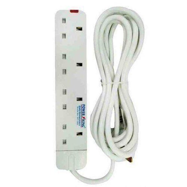 Power King 4 Way Power White Socket Extension With Long Cable