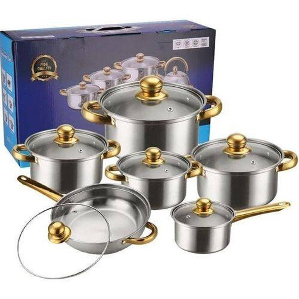 18-Piece Non-Stick Stainless Steel Cookware Set with Glass Lids and Heat-Resistant Handles