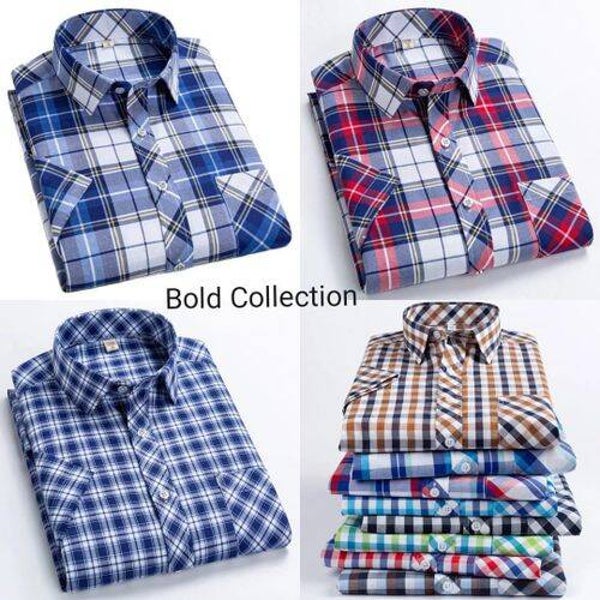 Men's Slim Fit Sleeve Checked Shirt Medium/Large And XLarge