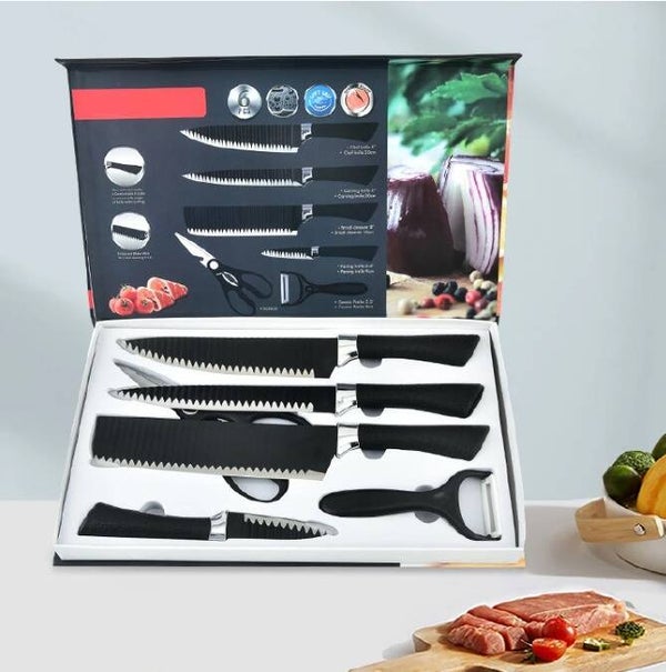Stainless Steel Black Wave 6-Pieces Set Kitchen Knife