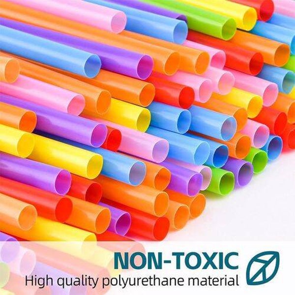 Colorful Straws Plastic Disposable Bendy Straws Extra Long Straws 140Pieces