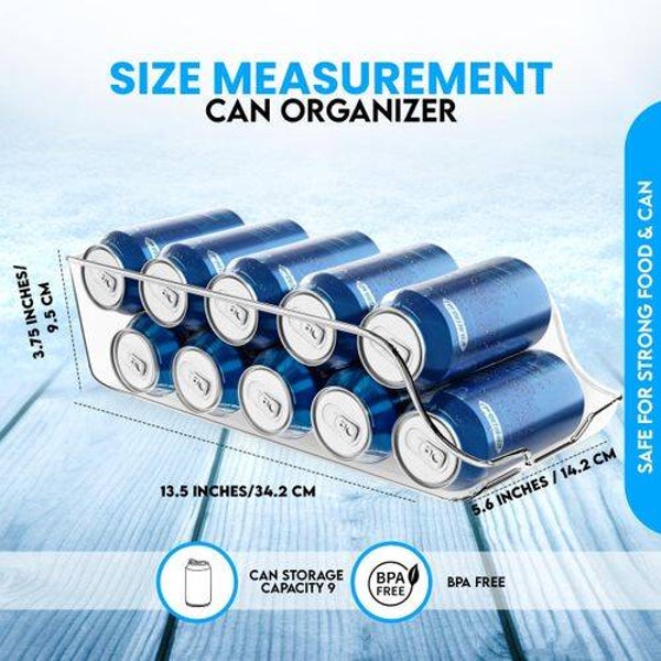 Stackable Storage For Fridge & Pantry Clear Soda Can Organizer 10-Can Capacity 1Pack