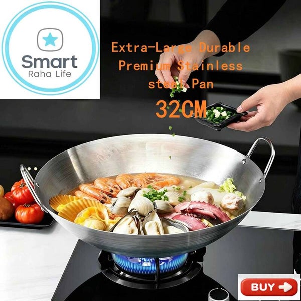 Smart Raha Life Stainless Steel Pan Non Stick Sufuria Cookware Saute Deep Frying Cooking Pot 32cm
