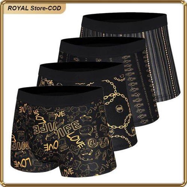 4‑Pack Men's Printed Boxer Briefs Ultra‑Thin Silky Small/Medium&Large