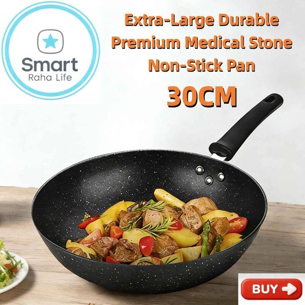 Smart Raha Life Medical Stone Pan Non Stick Sufuria Cookware Saute Deep Frying Cooking Pot 32cm