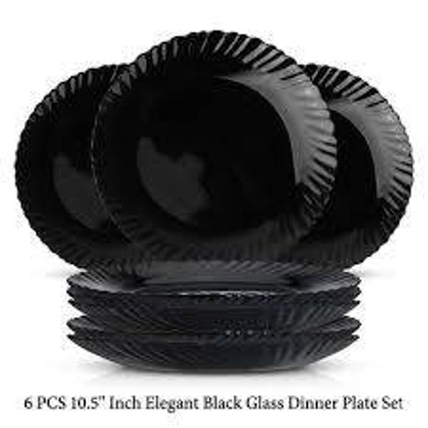 Elegant Black Glass Dinner Plate Set Durable & Stylish 10.5"Inch 1Piece