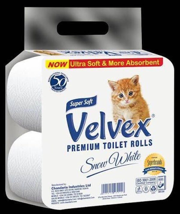 Velvex Toilet Paper White 4 Pack Unwrapped