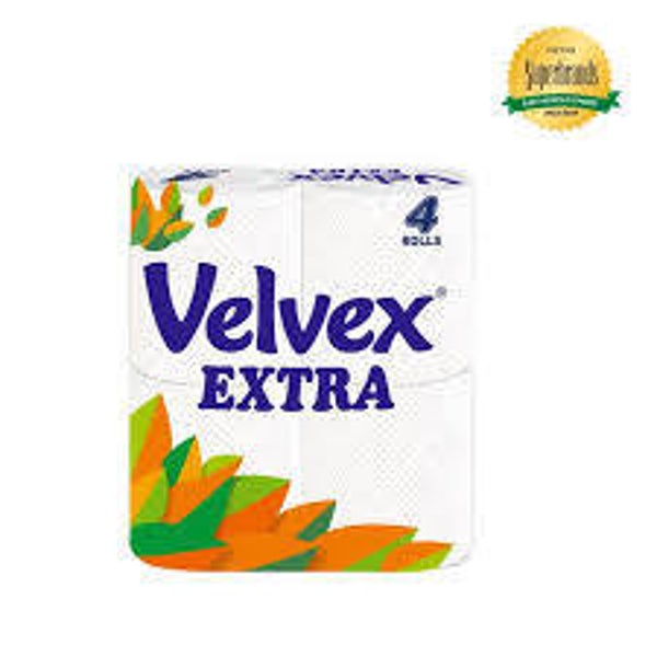 Velvex Toilet Tissue Extra White 4Pack Unwrapped