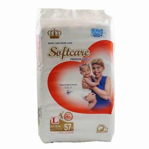 Softcare Premium Soft Diaper JB, Size L, 57 Count