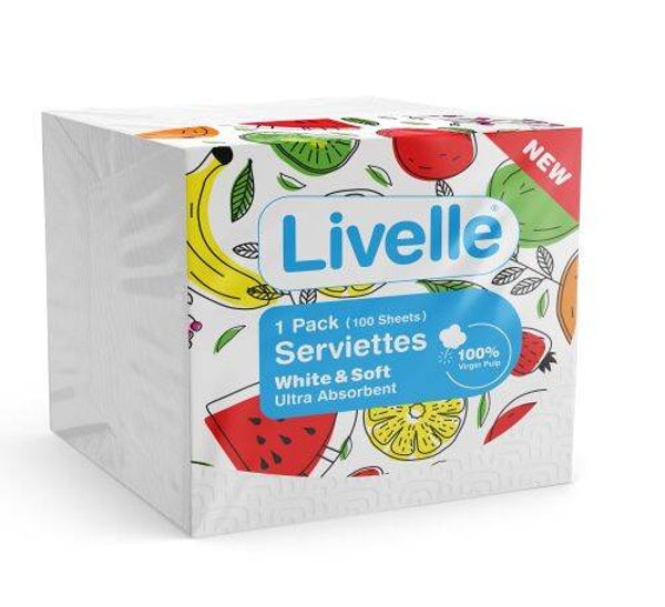 Livelle White Serviettes 100 Sheets