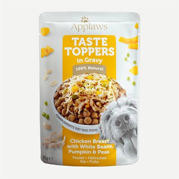 Applaws dog taste toppers kip en erwten in jus 12 x 85gr.