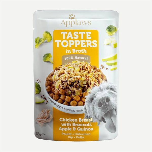 Applaws dog taste toppers kip en broccoli in bouillon 12 x 85gr.