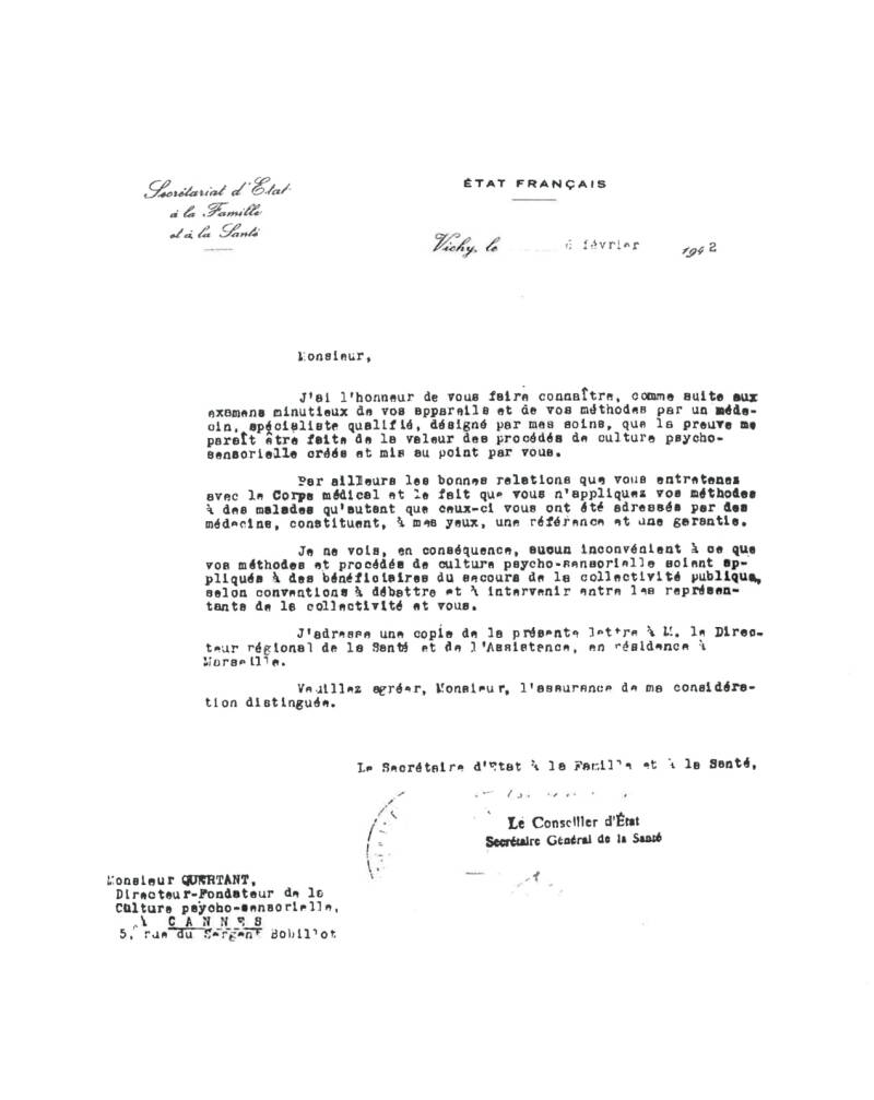 Lettre secrétaire d'état à la santé - Quertant