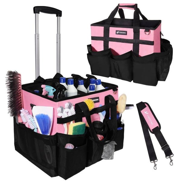 Cleaning Caddy Bag with Wheels (Pink)