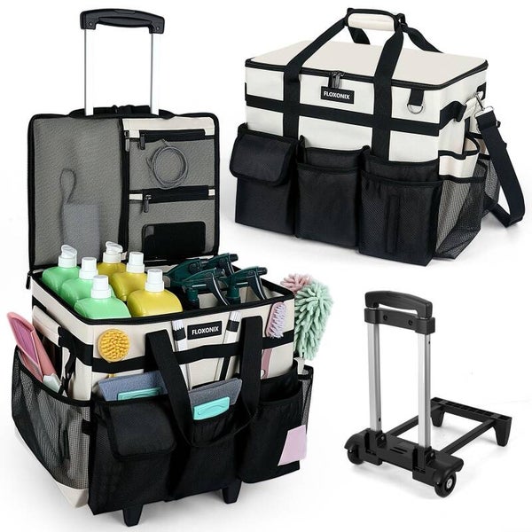 Cleaning Caddy Bag with Wheels (Grey)