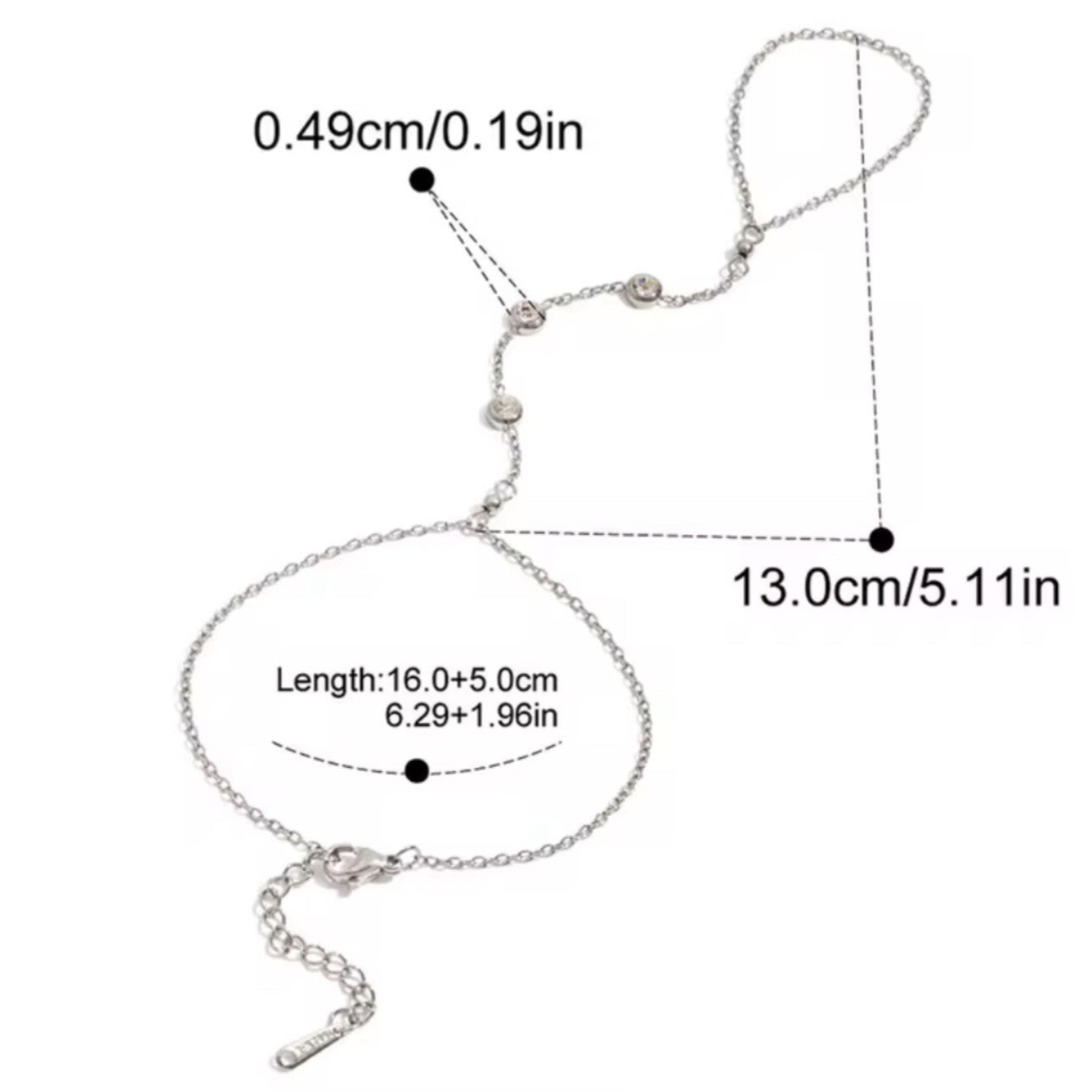 Hand ketting - zilver