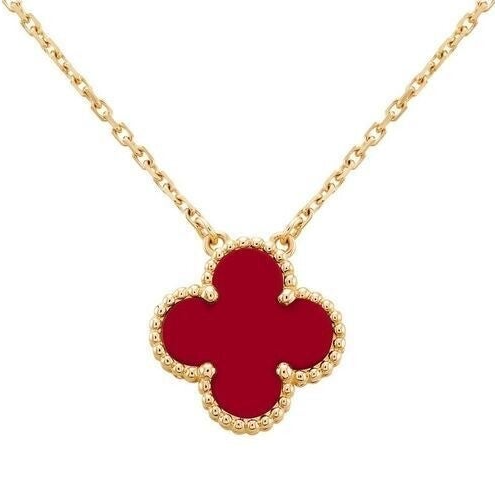 klaver ketting luxe - wijnrood