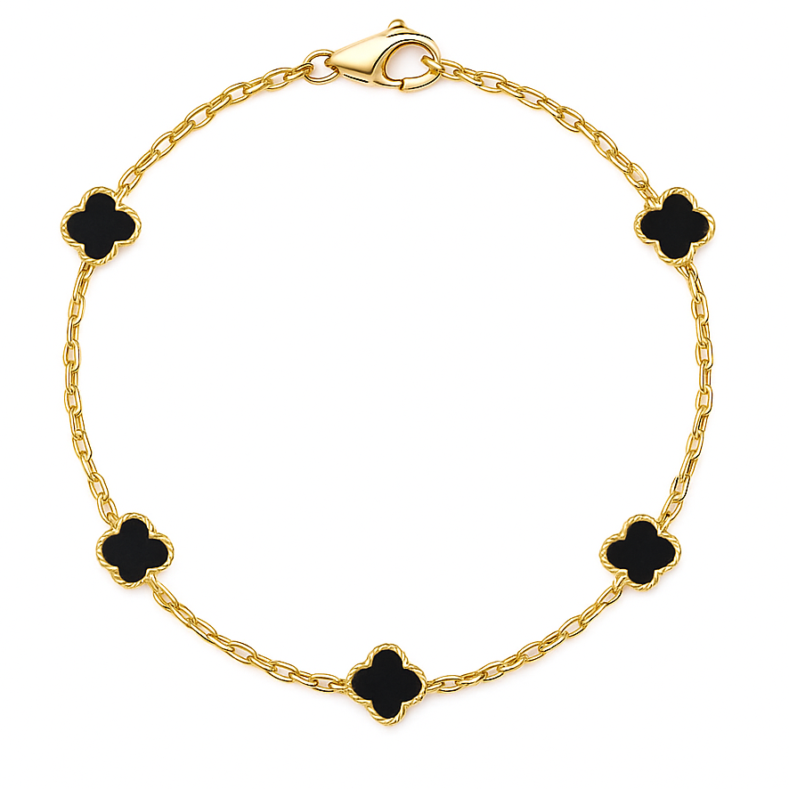 Klaver armband mini - zwart