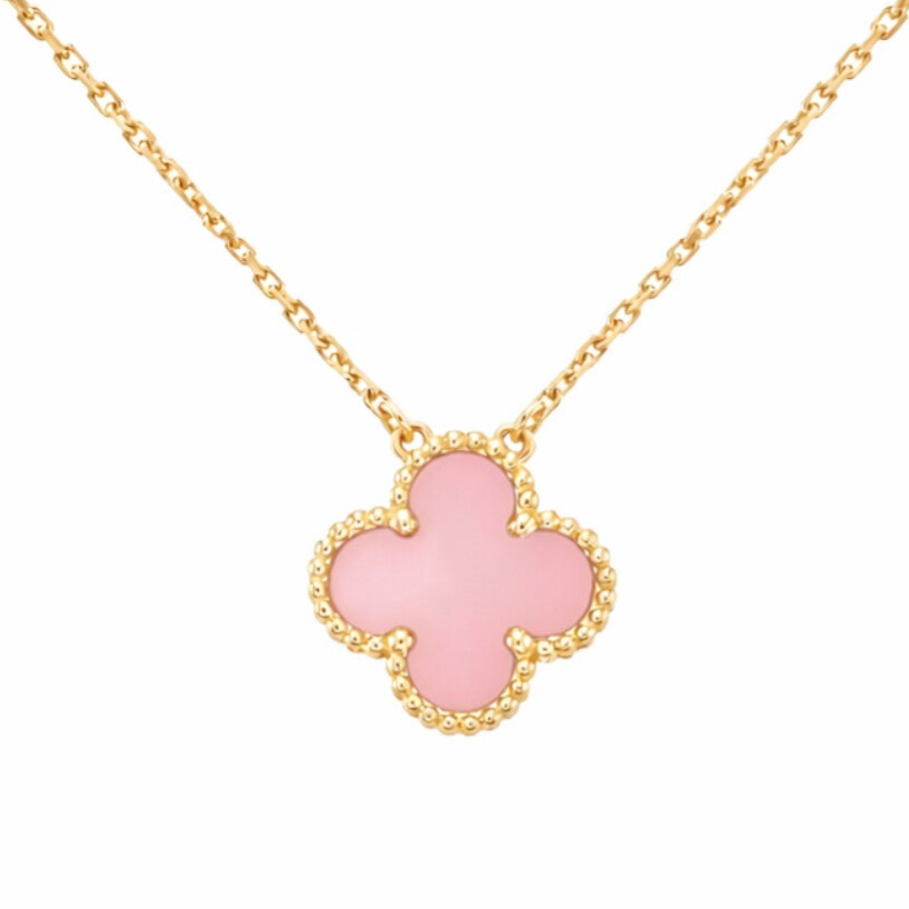 klaver ketting luxe - Roze
