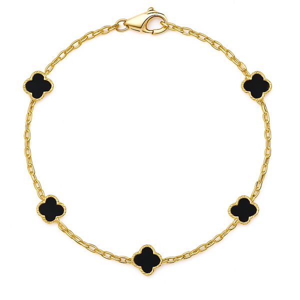 Klaver armband mini - zwart