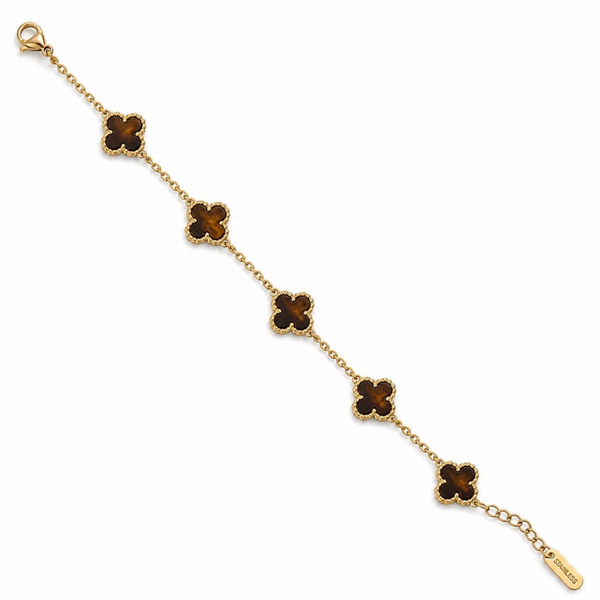 Klaver armband - Bruin